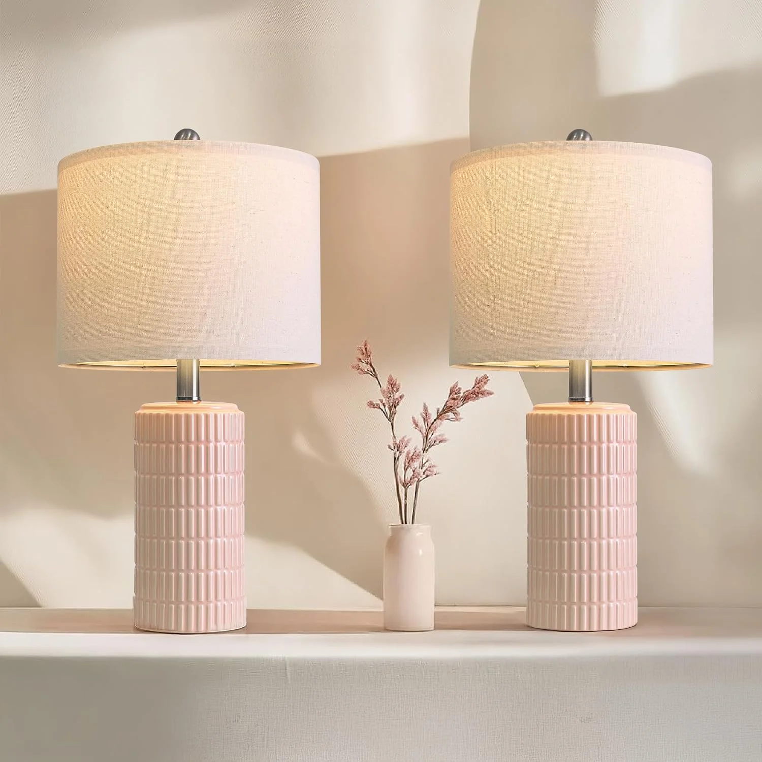 PoKat 20.75 Small Modern Ceramic Table Lamps Set of 2 - Image 6