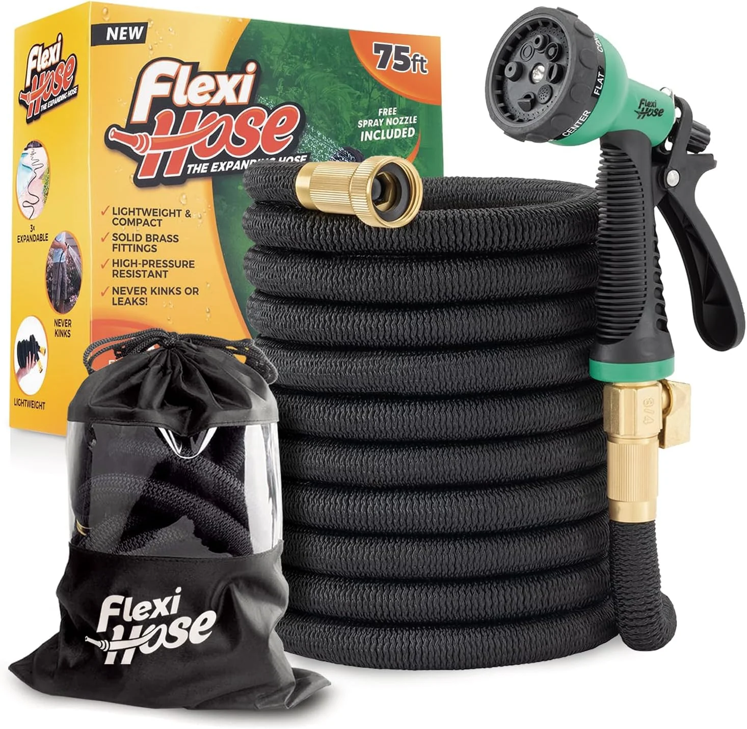 Flexi Hose Plus Expandable Garden Hose with 8 Function Nozzle, 100FT, Lightweight Retractable Garden Hose - Image 2