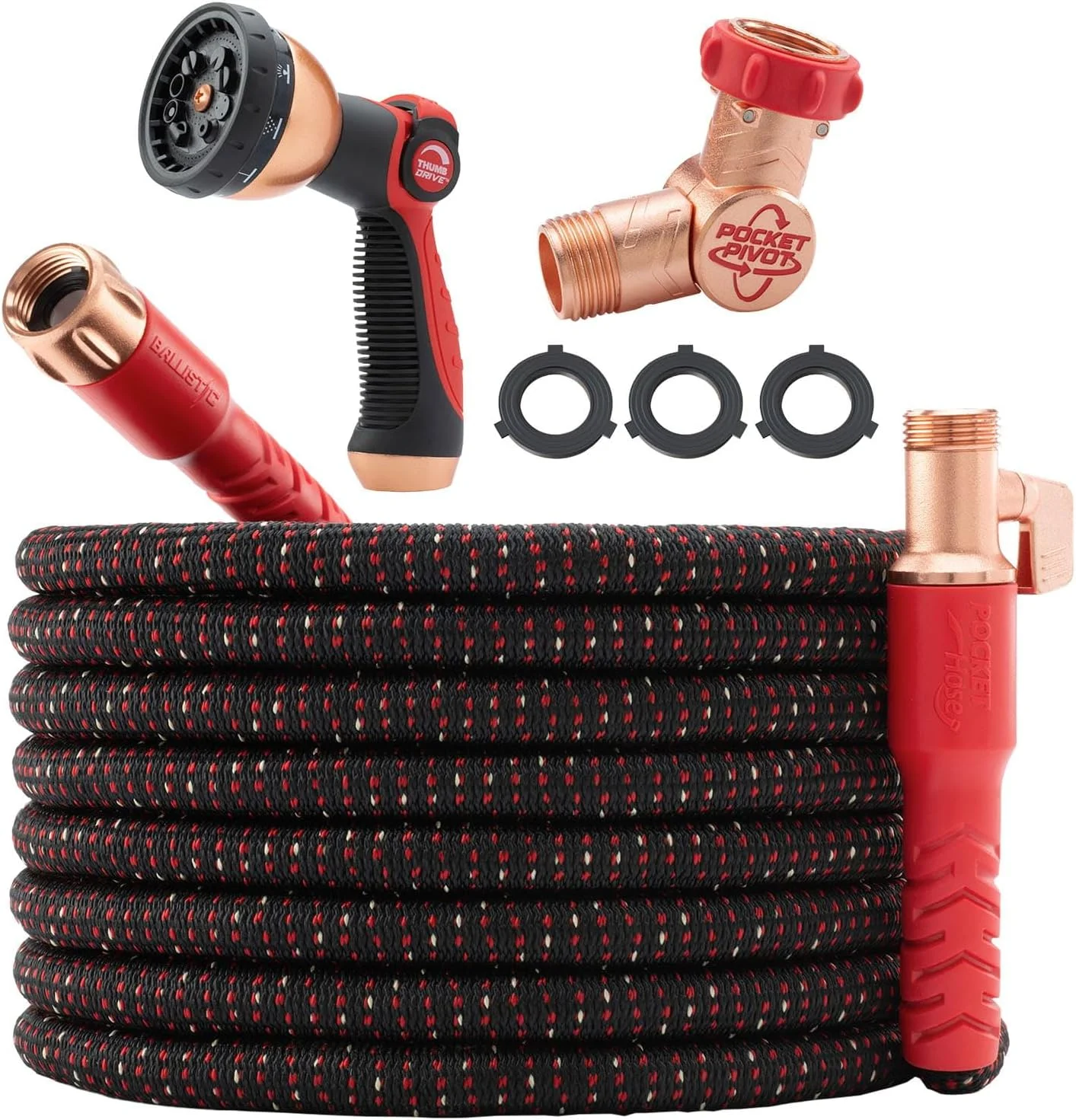 Pocket Hose Ballistic 50 FT Expandable Garden Hose, No-Kink, 360° swiveling pocket pivot connector - Image 3