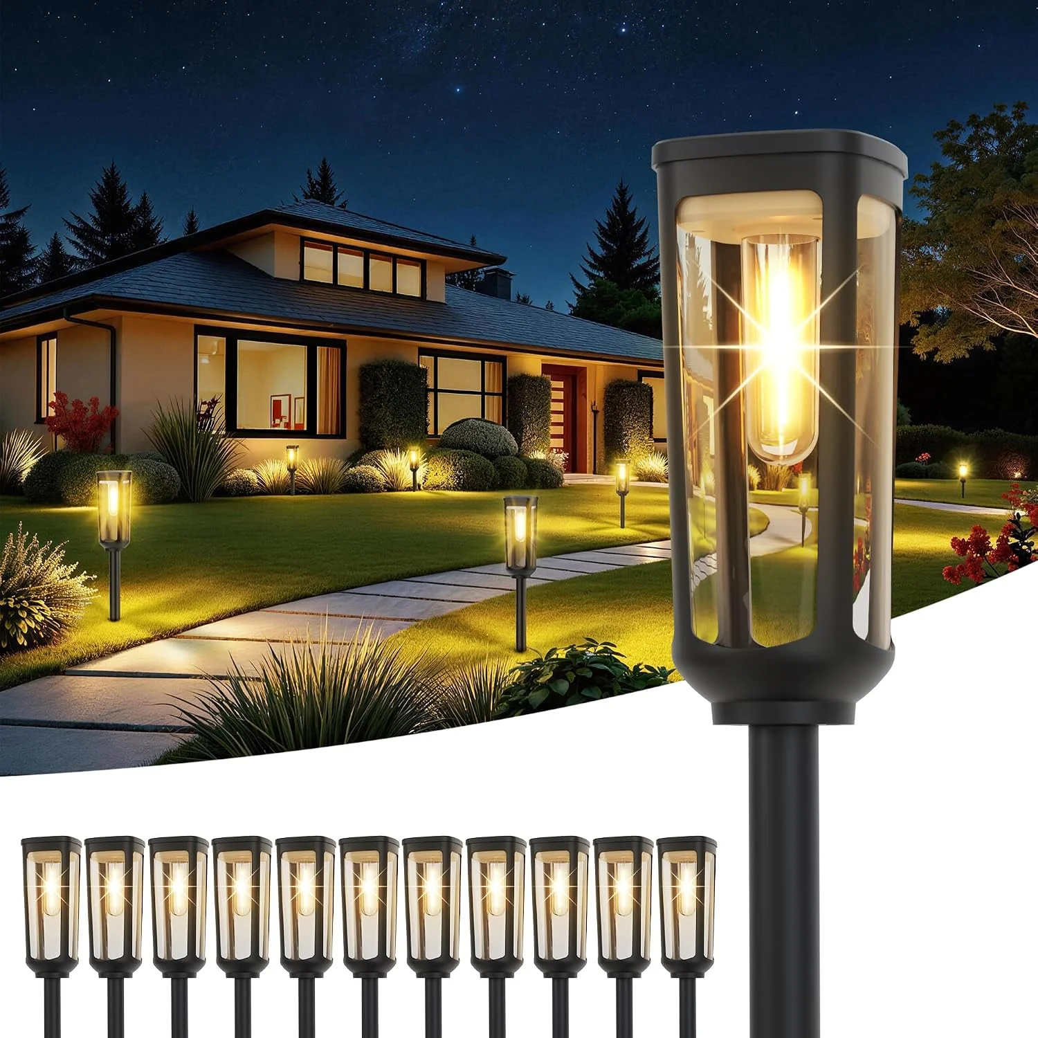 JEJOT Solar Pathway Lights Outdoor Waterproof IP65, 8 Pack Warm White Solar Walkway Lights - Image 8