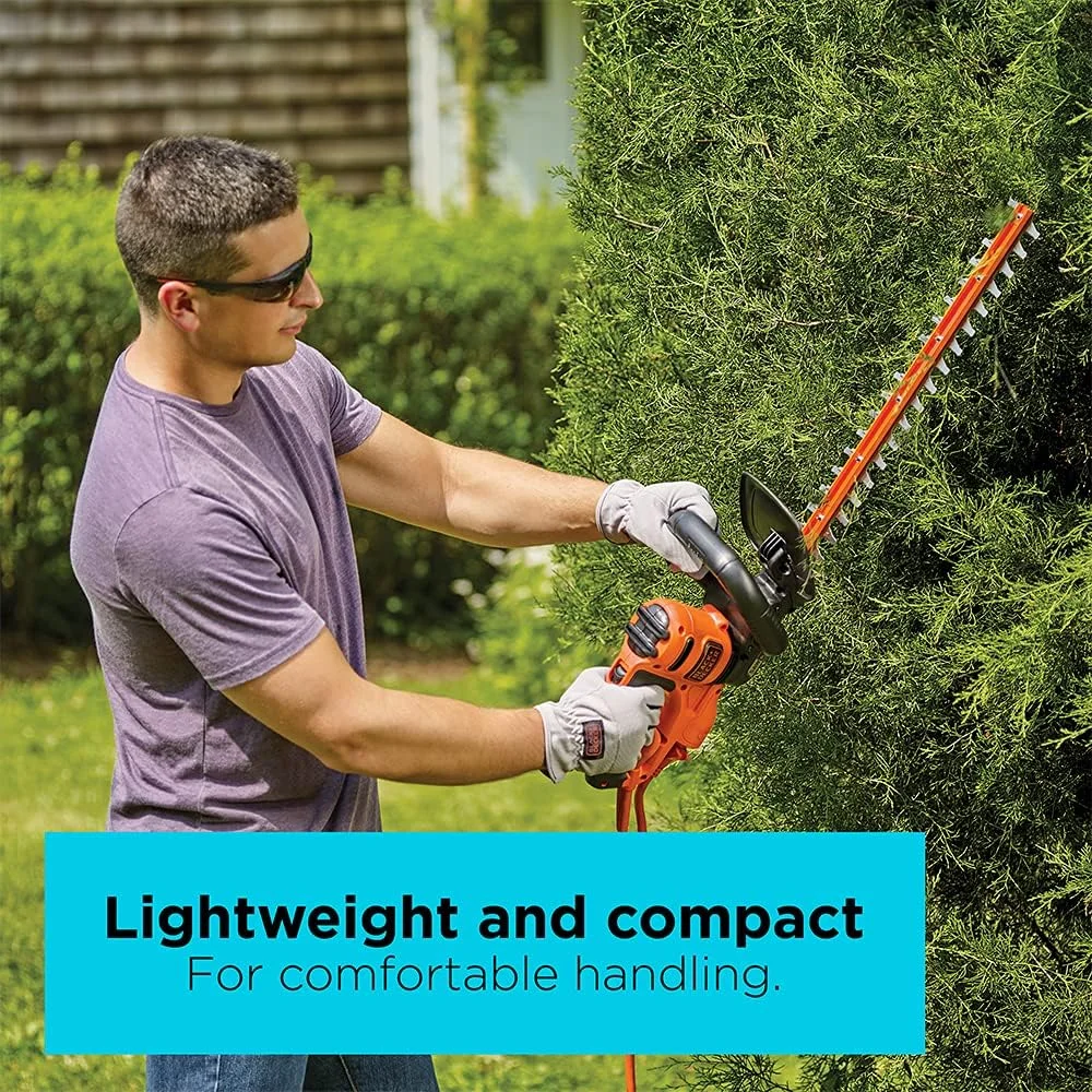 BLACK+DECKER 22 Electric Hedge Trimmer, Lightweight 4.0 Amp Corded Dual Action Shrub Trimmer, High Output Low Vibration - Image 5
