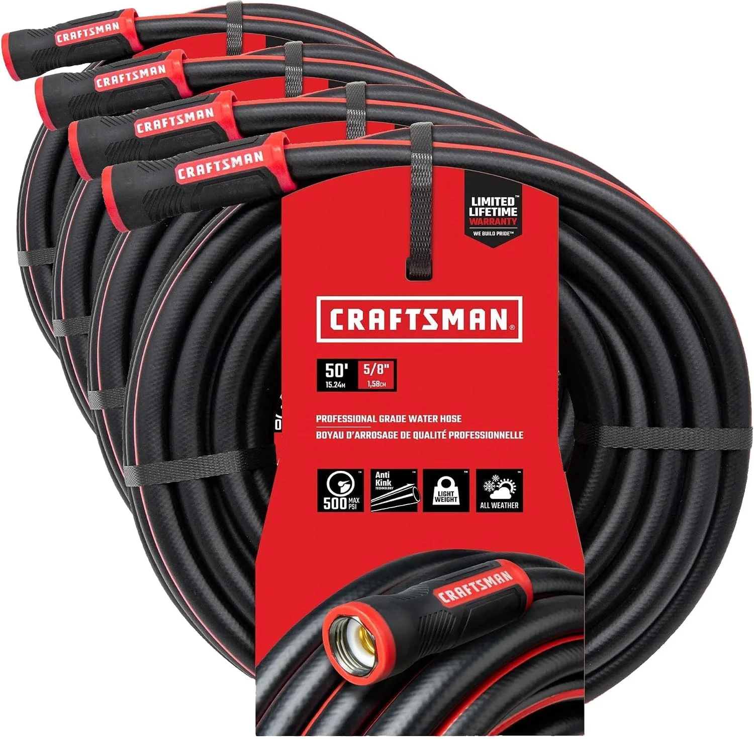 Craftsman Heavy Duty Professional Grade Black Garden Hose, 100 Feet x 5/8 Inch - Image 3