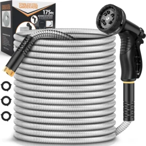 Alternative view of Rcfunkid Garden Hose 100FT No-Kink Metal Hose With 10 Function Nozzle Tough, Stainless Steel Water Hose