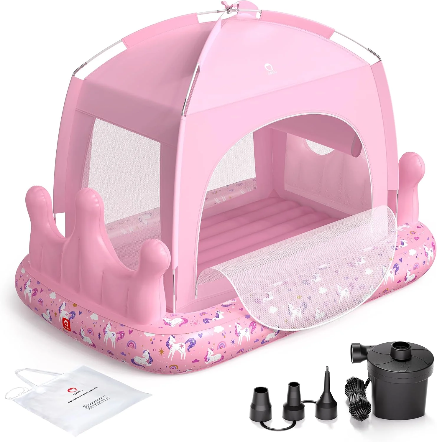 QPAU Princess Portable Kids Air Mattress for Girls, for Home, Ages 3+