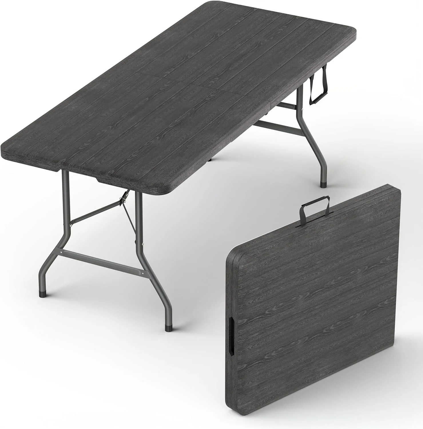 Our Modern Space 8 Feet Foldable Table with Built in Handle & Steel Legs, Heavy Duty Portable - Image 2