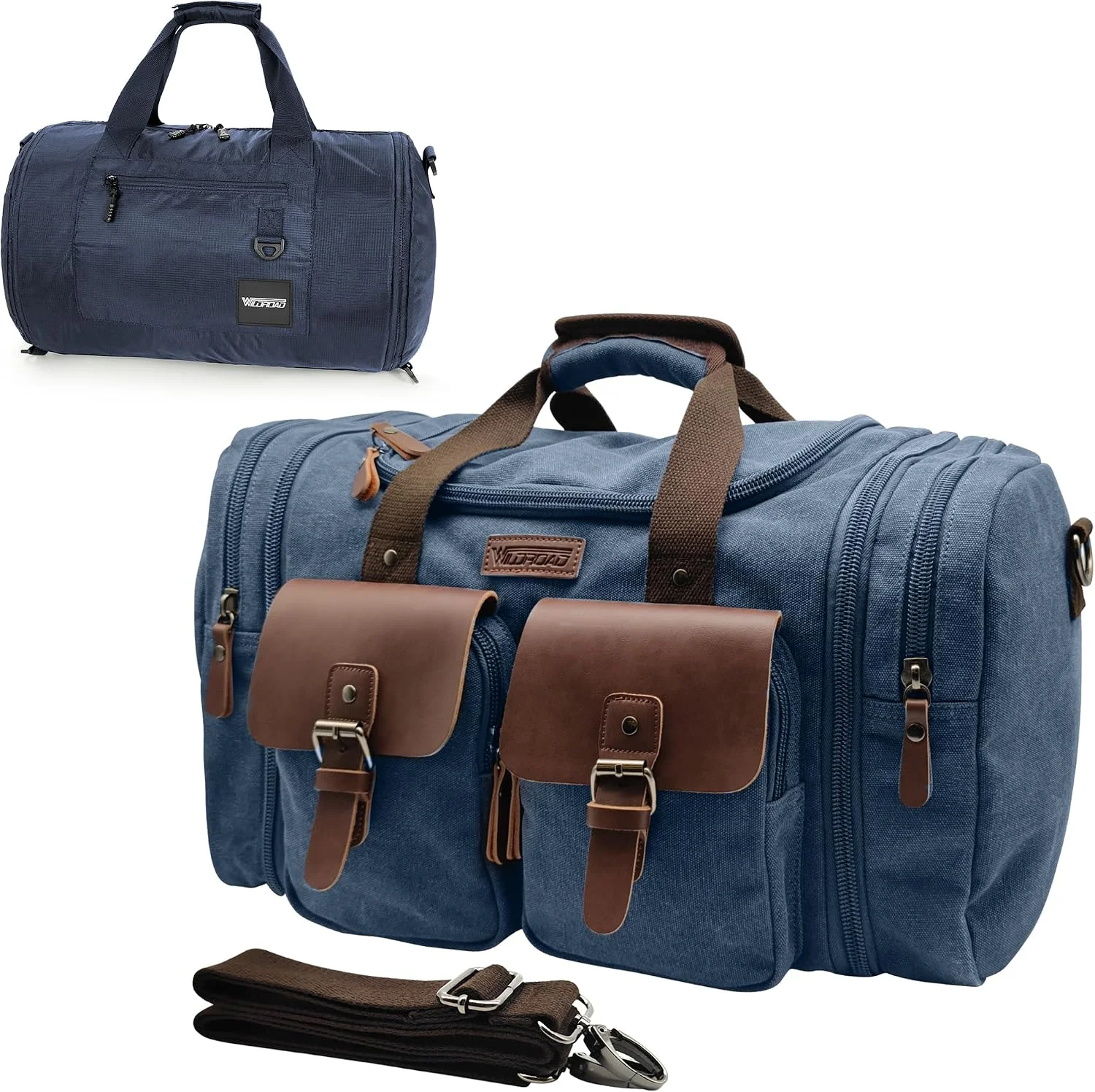 Wildroad Waxed Canvas Duffle Bag - 50L Waterproof Weekender Overnight Travel Bag - Image 6