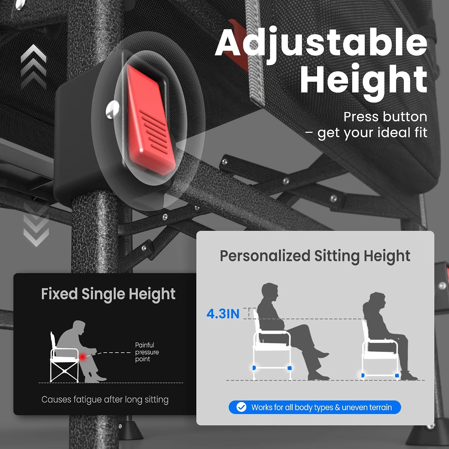 HIKEMOON Folding Camping Director Chairs, Adjustable Height - Image 4