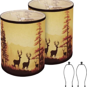 Rustic Deer Printed Empire Lamp Shades Set of 2