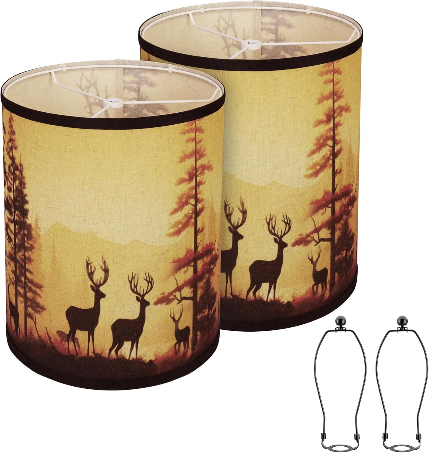Rustic Deer Printed Empire Lamp Shades Set of 2