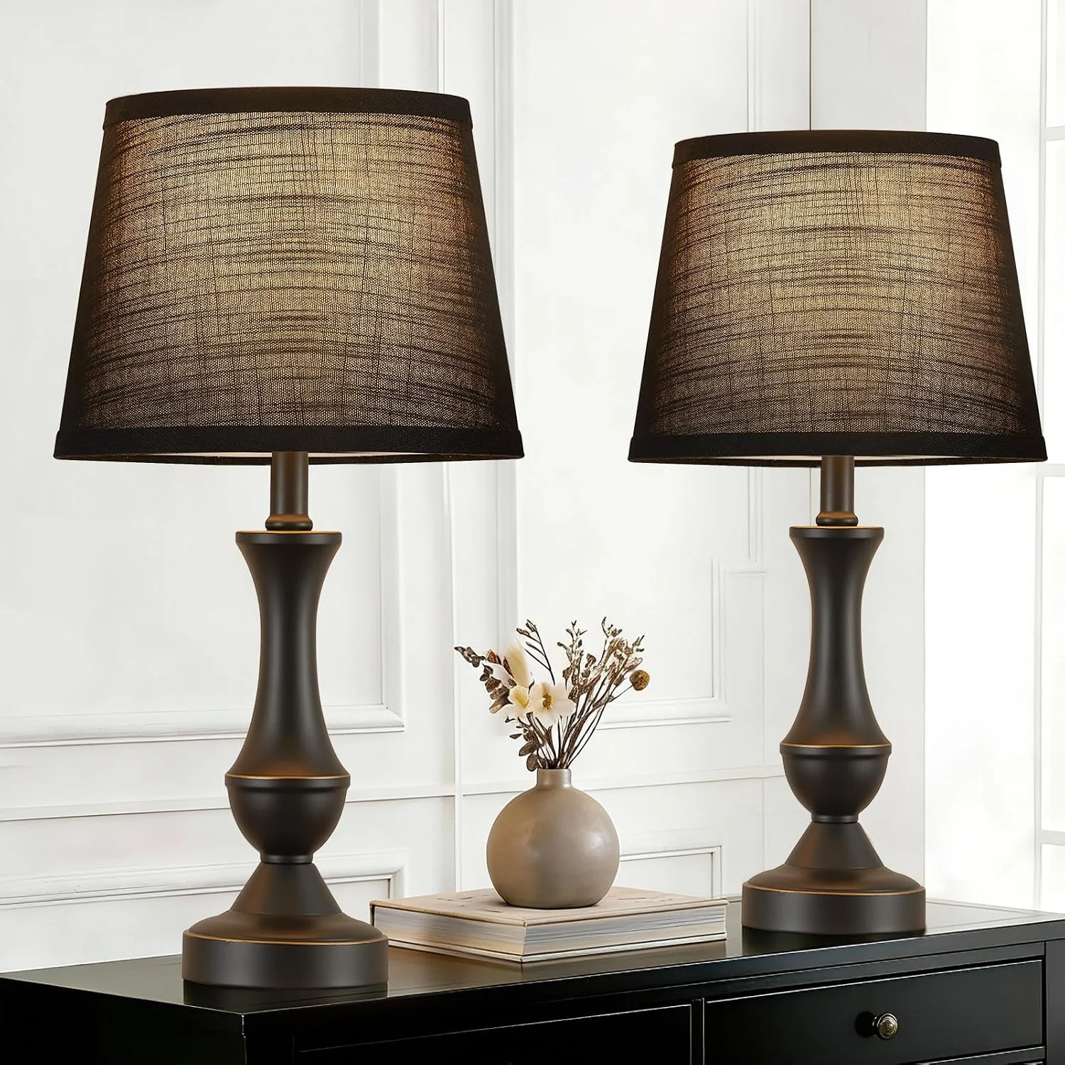 Luvkczc Table Lamp Set of 2, 19 Farmhouse Vintage Bedside Lamps for Living Room & Bedroom - Image 12