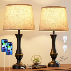 Seealle Touch Lamps for Nightstand, Dimmable, Bulb Included