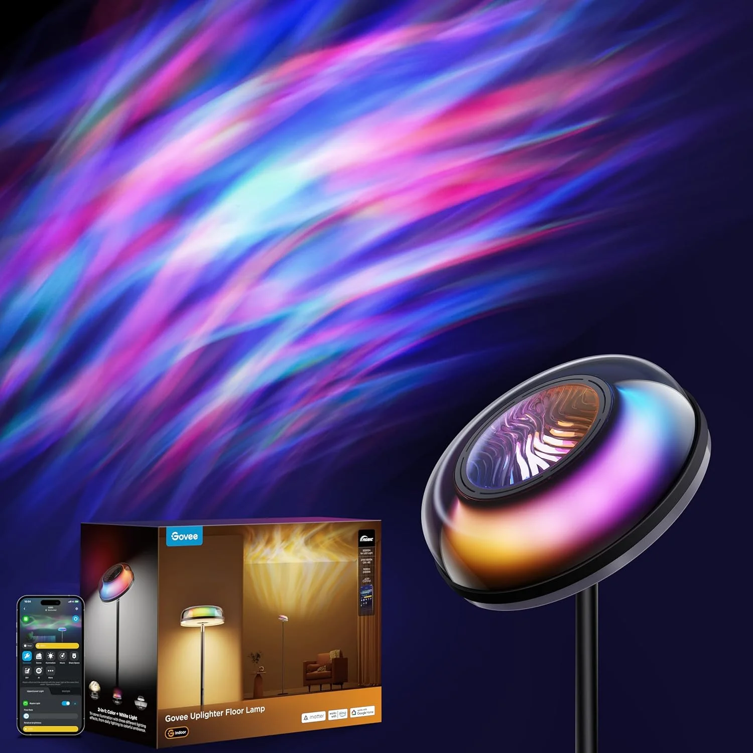 Govee Uplighter Floor Lamp, LED Modern Corner Floor Light