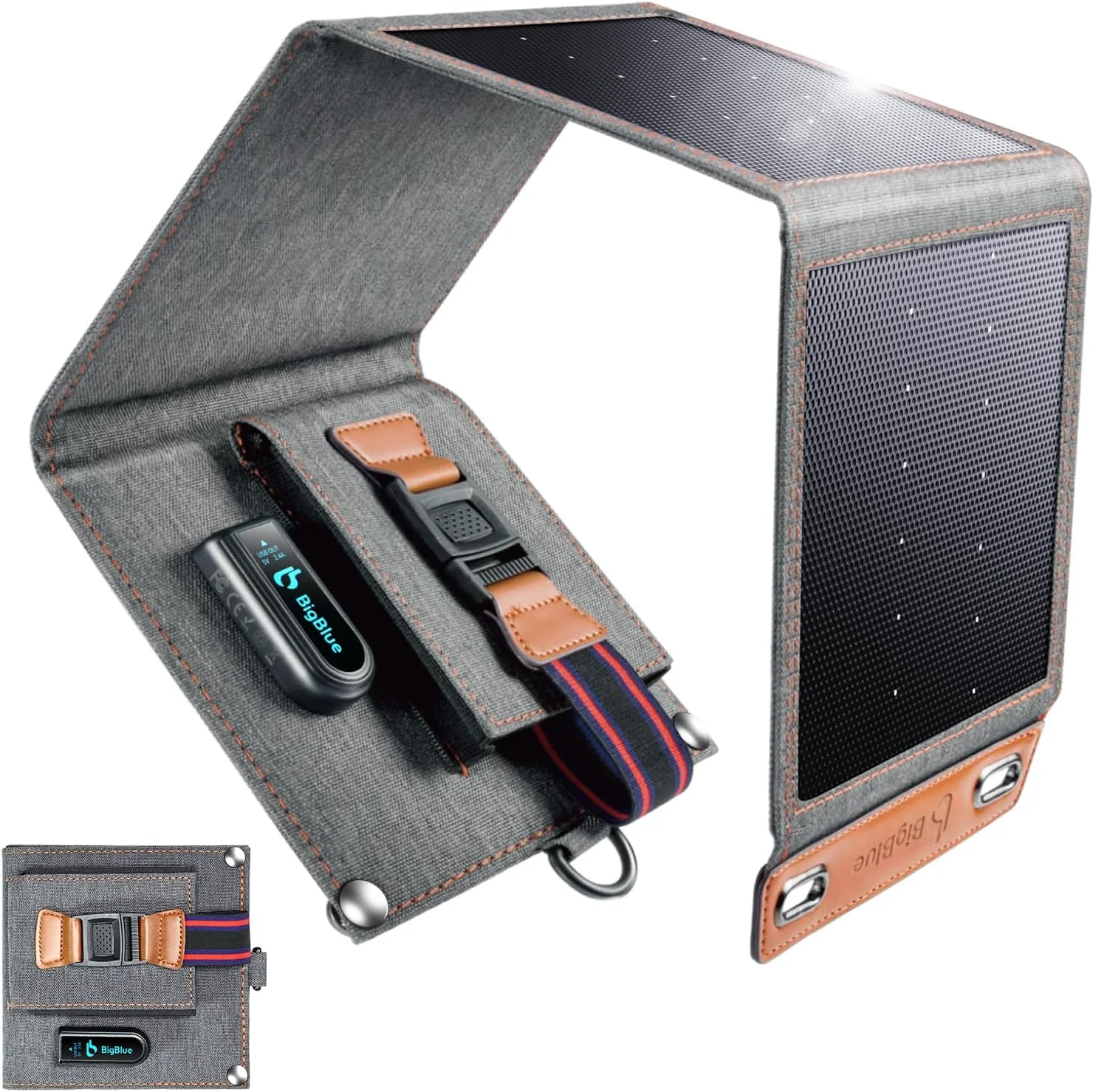 BigBlue 28W Solar Panel Charger with Dual USB-C and USB-A, Portable Solar Phone Charger for Camping - Image 3