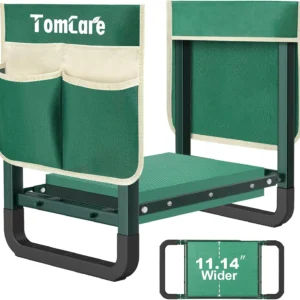 TomCare Garden Kneeler and Seat 11.12” Wider Larger Soft Kneeling Pad Garden Bench with 2 Large Tool Pouches Heavy Duty