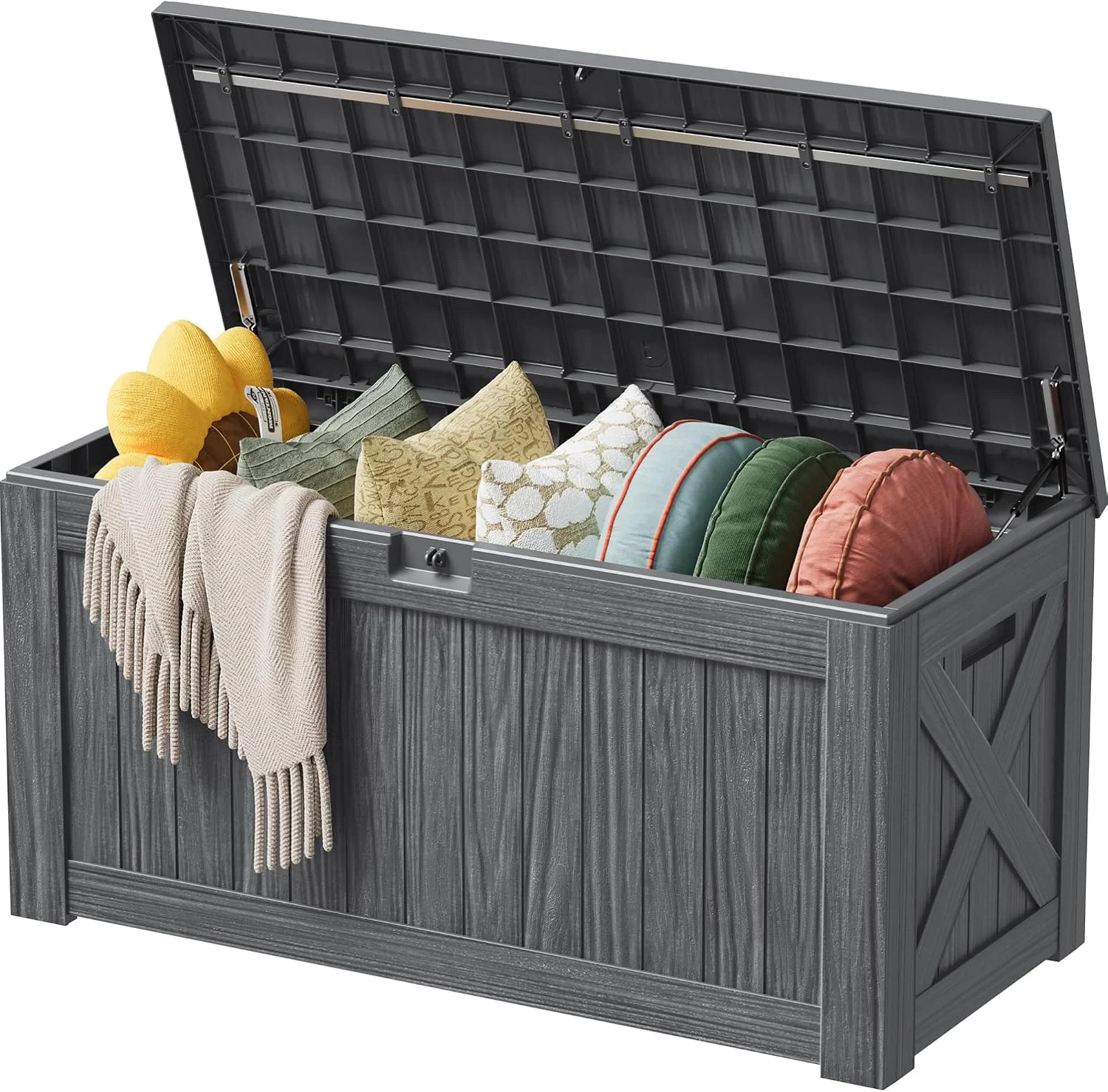 Devoko 100 Gallon Waterproof Resin Deck Box, Large Outdoor Storage Box - Image 13