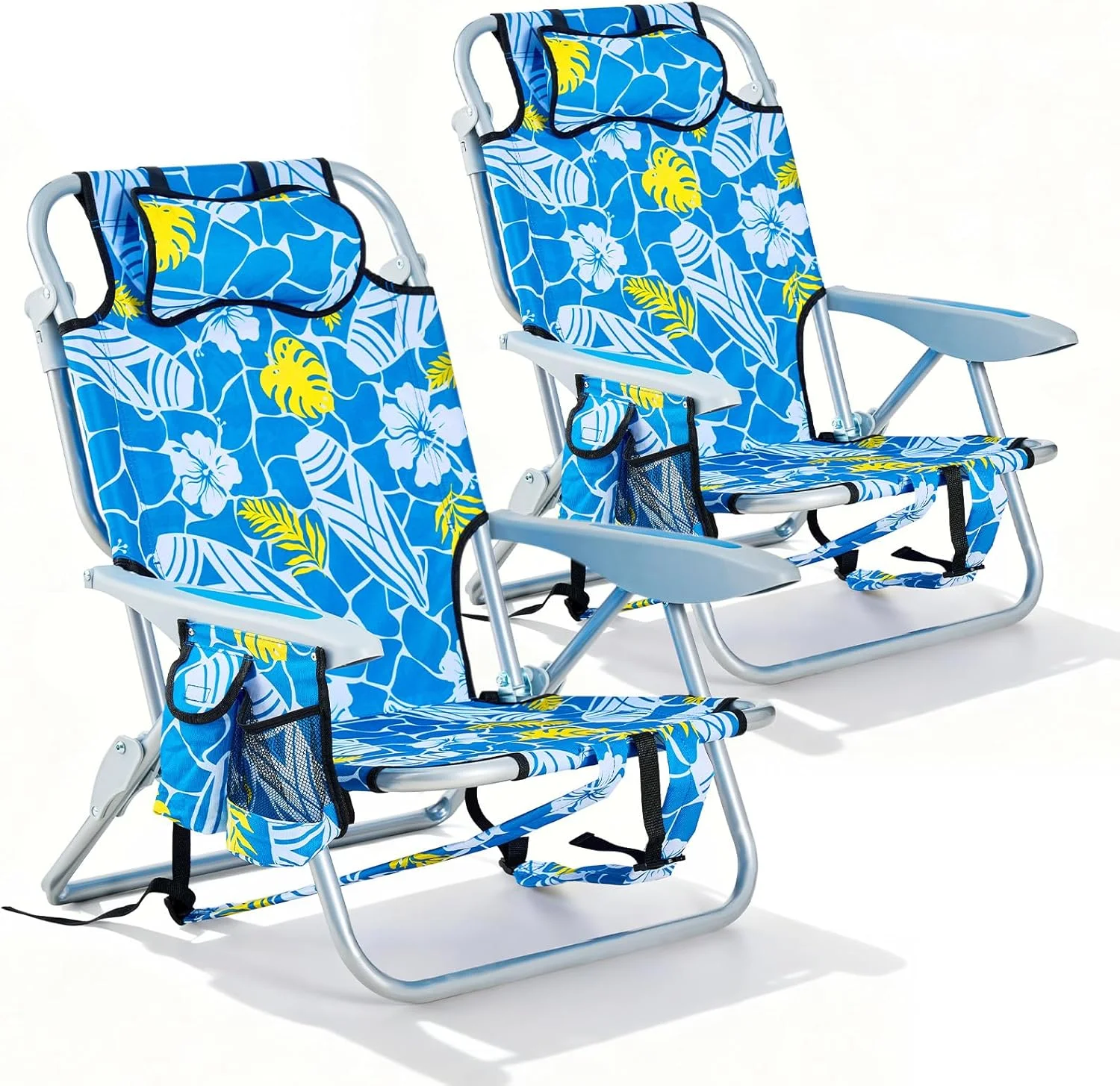 Canpsky 2 Pack Lightweight Portable Camping Beach Chair for Adults, Outdoor Lay Flat Folding Beach Chairs with 5 - Image 9