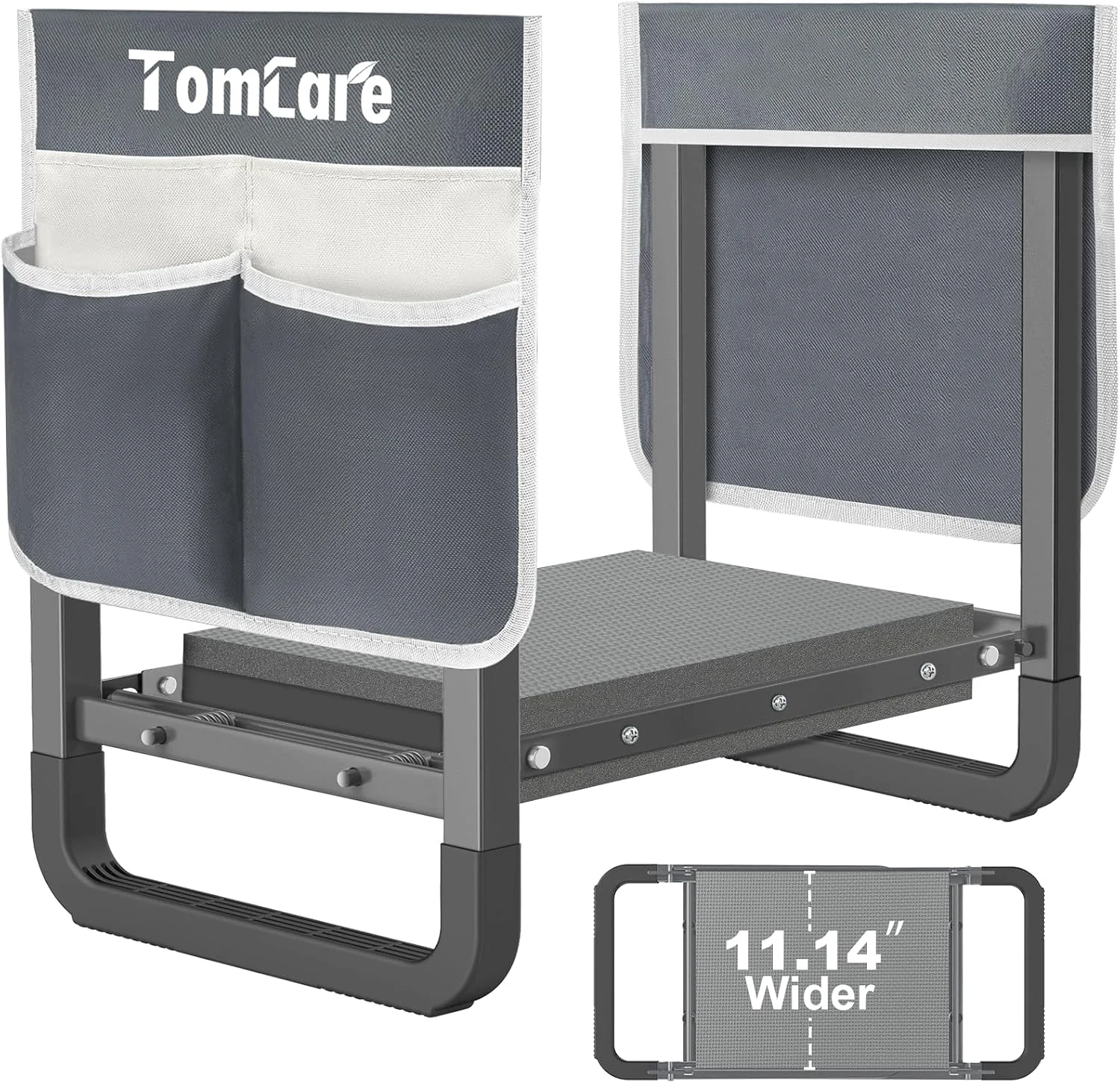 TomCare Garden Kneeler and Seat 11.12” Wider Larger Soft Kneeling Pad Garden Bench with 2 Large Tool Pouches Heavy Duty - Image 2