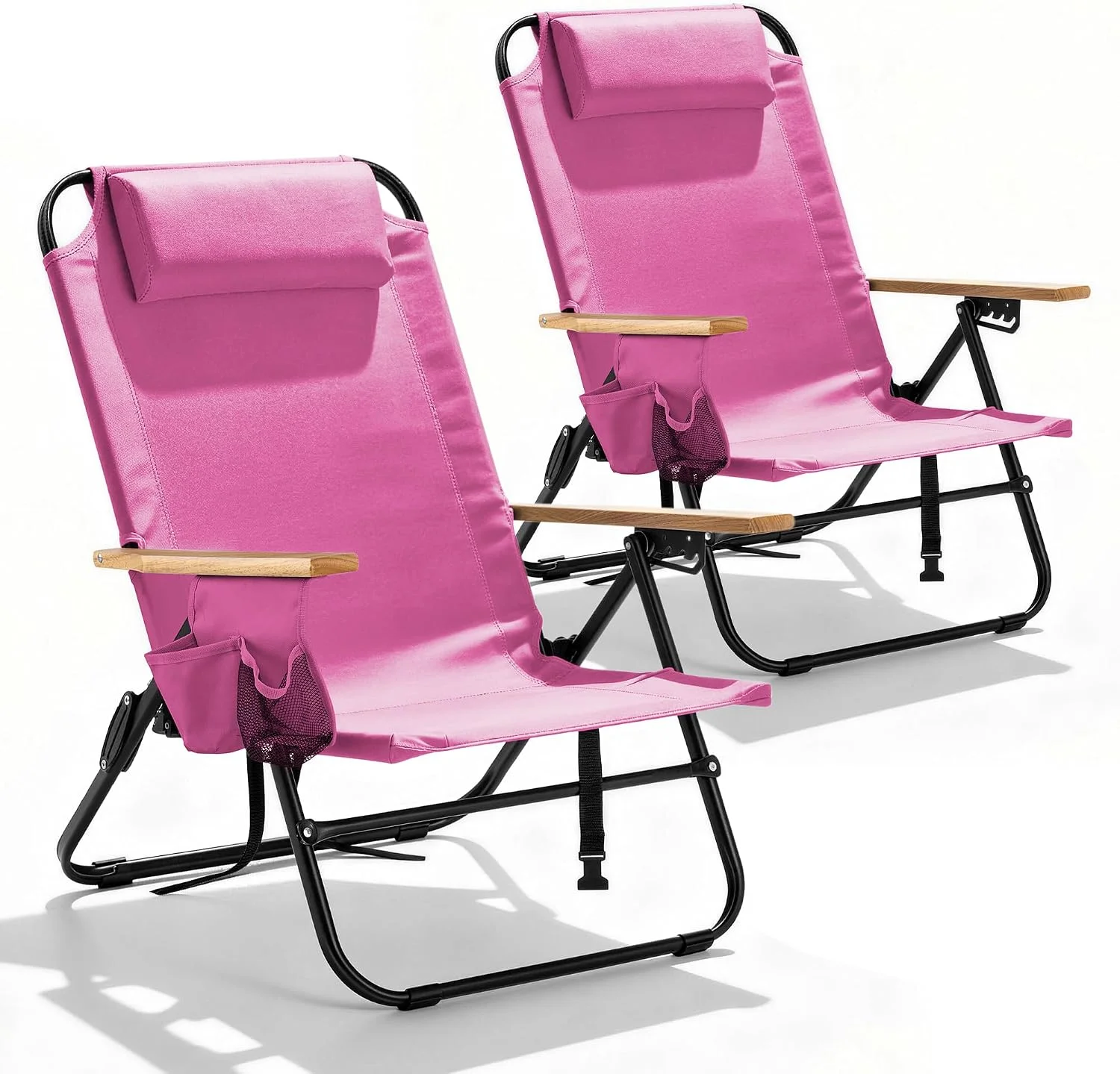 Canpsky 2 Pack Premium 5-Position Reclining Camping Chair, Portable Folding Lightweight Outdoor Chair with Wooden - Image 9