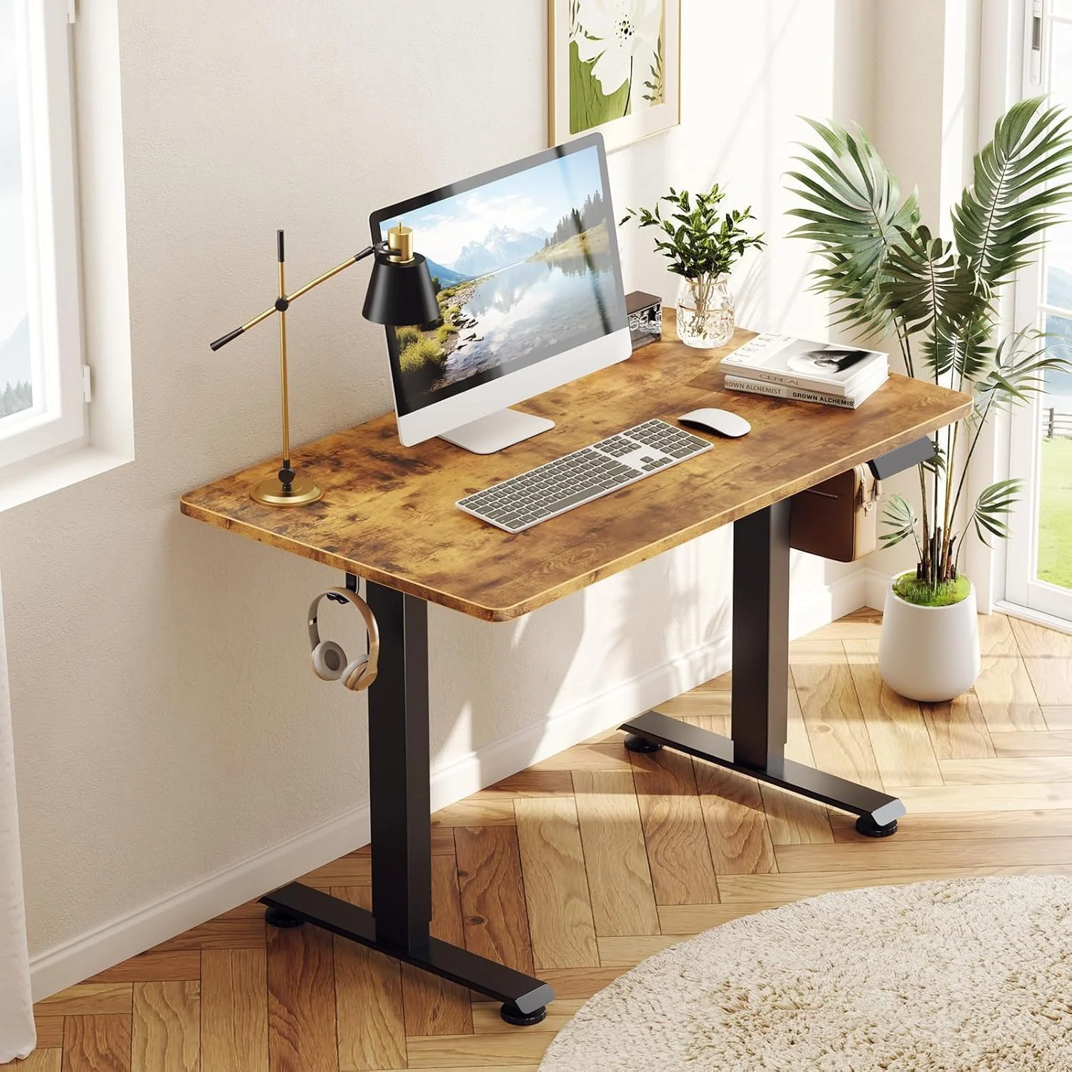 Veken 55 Inch Large Electric Standing Desk, Gaming Table, Height Adjustable Sit Stand Up Computer Tables for Home Office - Image 5