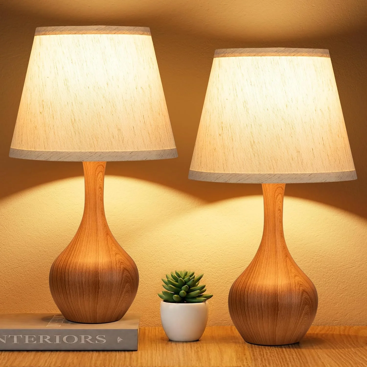 Seealle Touch Table Lamp, Dimmable, Bulb Included, Wood-Paint Desk Lamp for Kids Room - Image 4