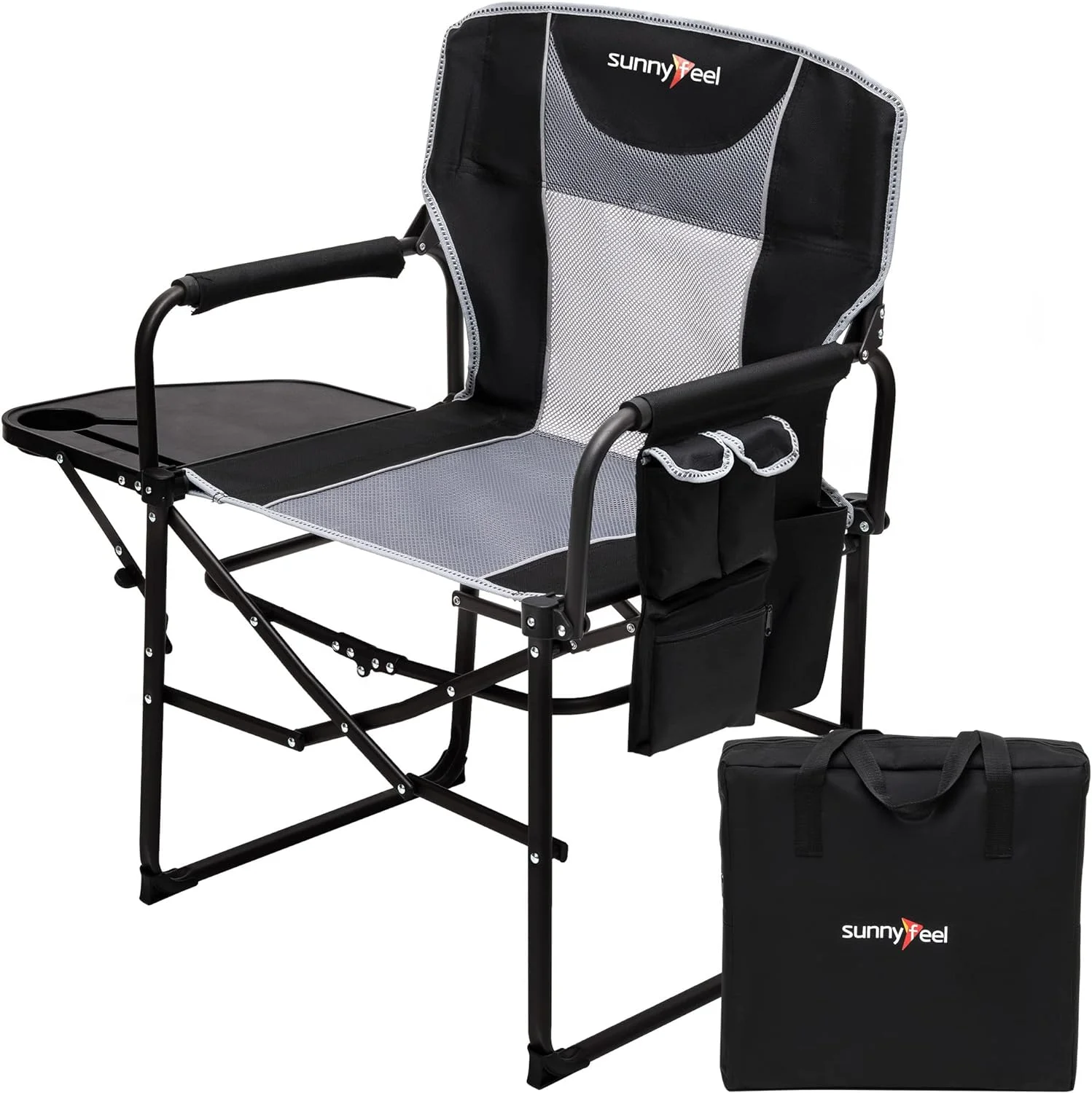 SUNNYFEEL Camping Directors Chair, Heavy Duty, Oversized Portable Folding Chair with Side Table - Image 4