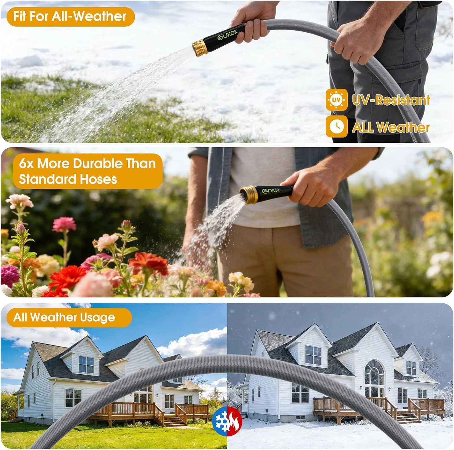 GUKOK Garden Hose 100 FT, Non-Expanding Water Hose - Image 6