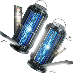 TYPEC 2 Pack Solar Bug Zapper, 3 Solar Charging Panels, 4200V Mosquito Zapper, IP67 Waterproof