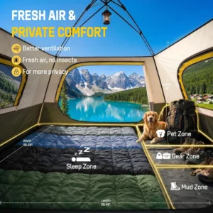 Alternative view of 4 Person Instant Tents for Camping Setup in 50s, Cabin Tent with Rainfly, Waterproof Windproof Camping Tent