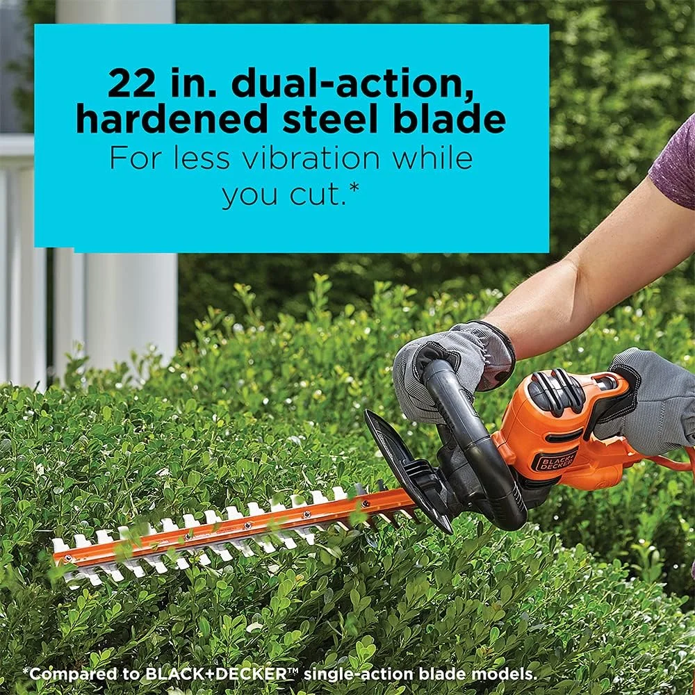 BLACK+DECKER 22 Electric Hedge Trimmer, Lightweight 4.0 Amp Corded Dual Action Shrub Trimmer, High Output Low Vibration - Image 3