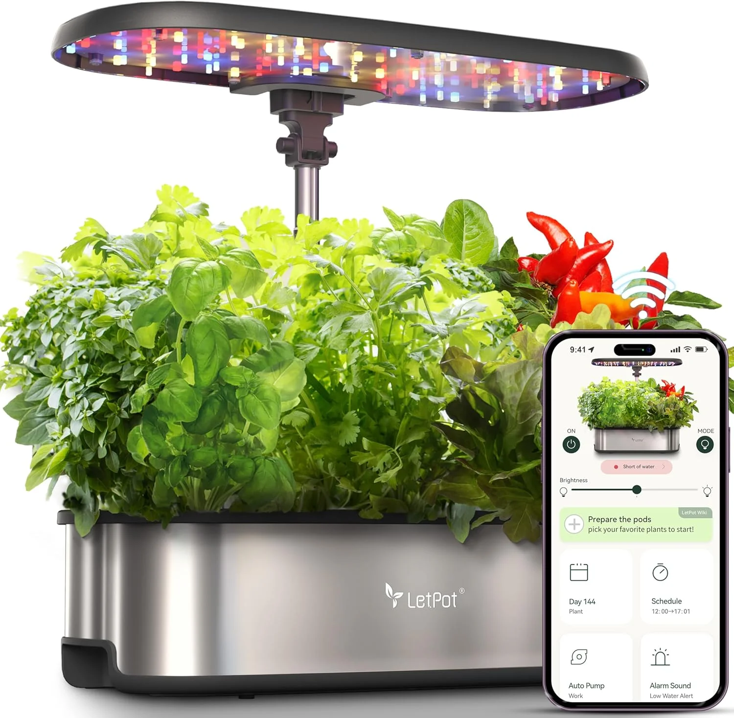 LETPOT LPH-SE Hydroponics Growing System, 12 Pods Smart Herb Garden Kit Indoor, with 24W Growing LED, 5.5L Water Tank