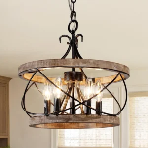 Alternative view of Farmhouse Wood Chandelier Light Fixture