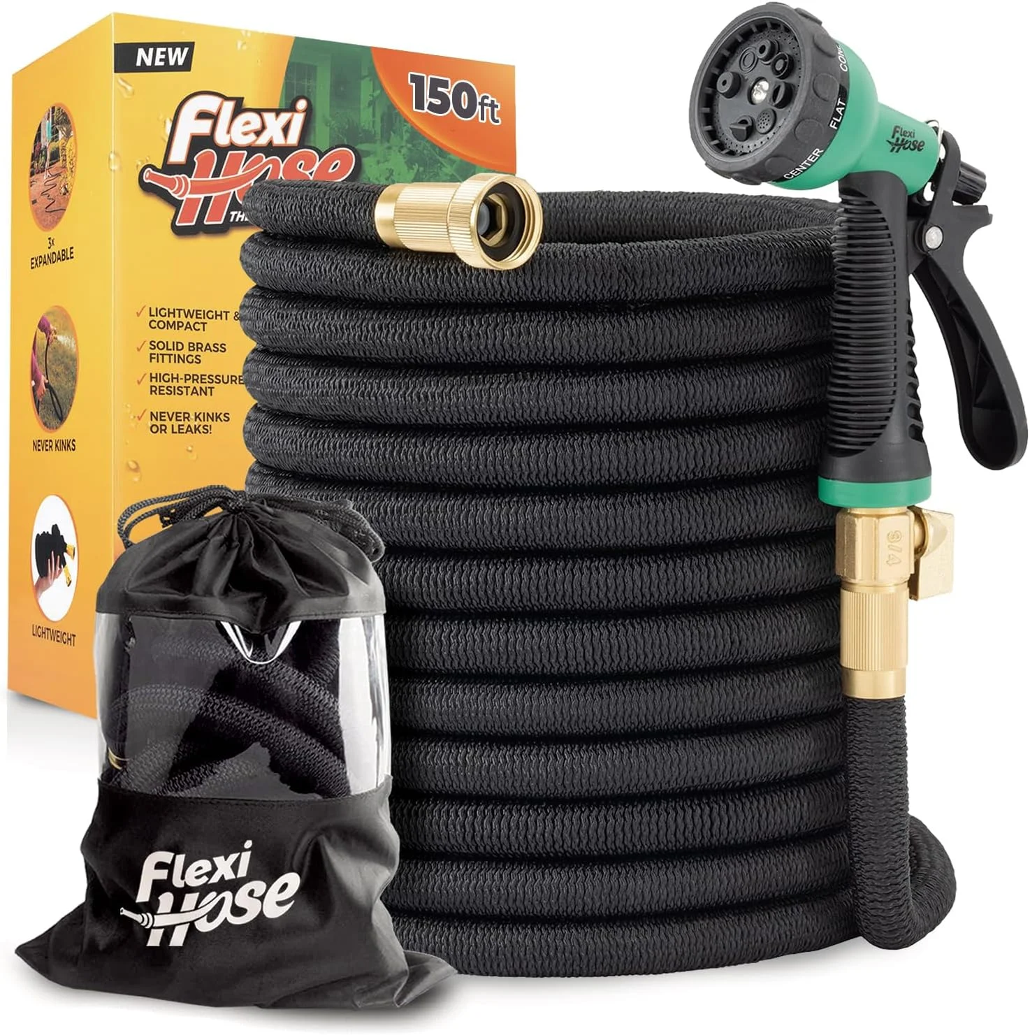 Flexi Hose Plus Expandable Garden Hose with 8 Function Nozzle, 100FT, Lightweight Retractable Garden Hose - Image 3