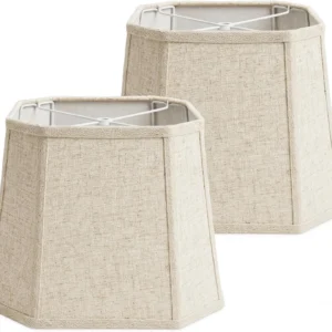 Natural Linen Square Cut Corner Lamp Shades Set of 2