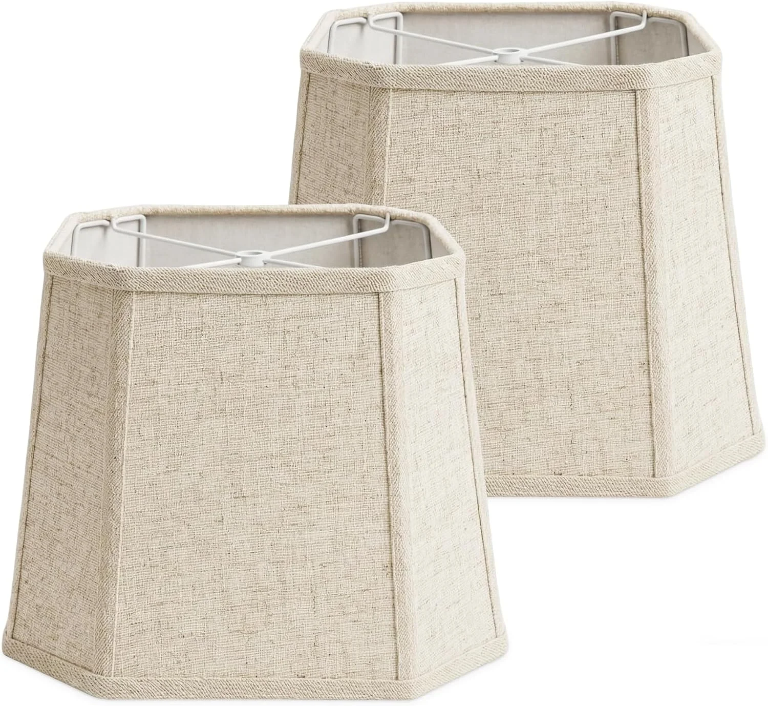 Natural Linen Square Cut Corner Lamp Shades Set of 2