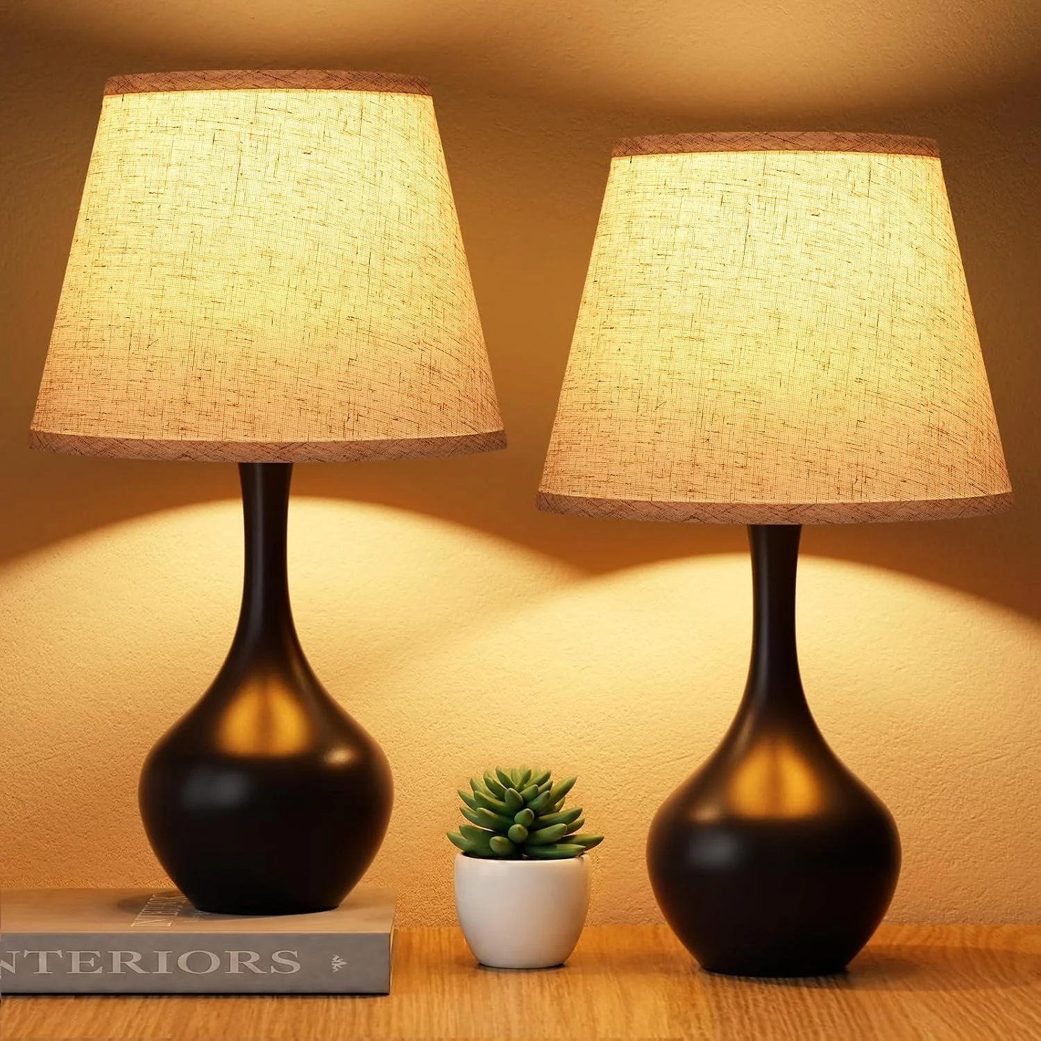 Seealle Touch Table Lamp, Dimmable, Bulb Included, Wood-Paint Desk Lamp for Kids Room - Image 3