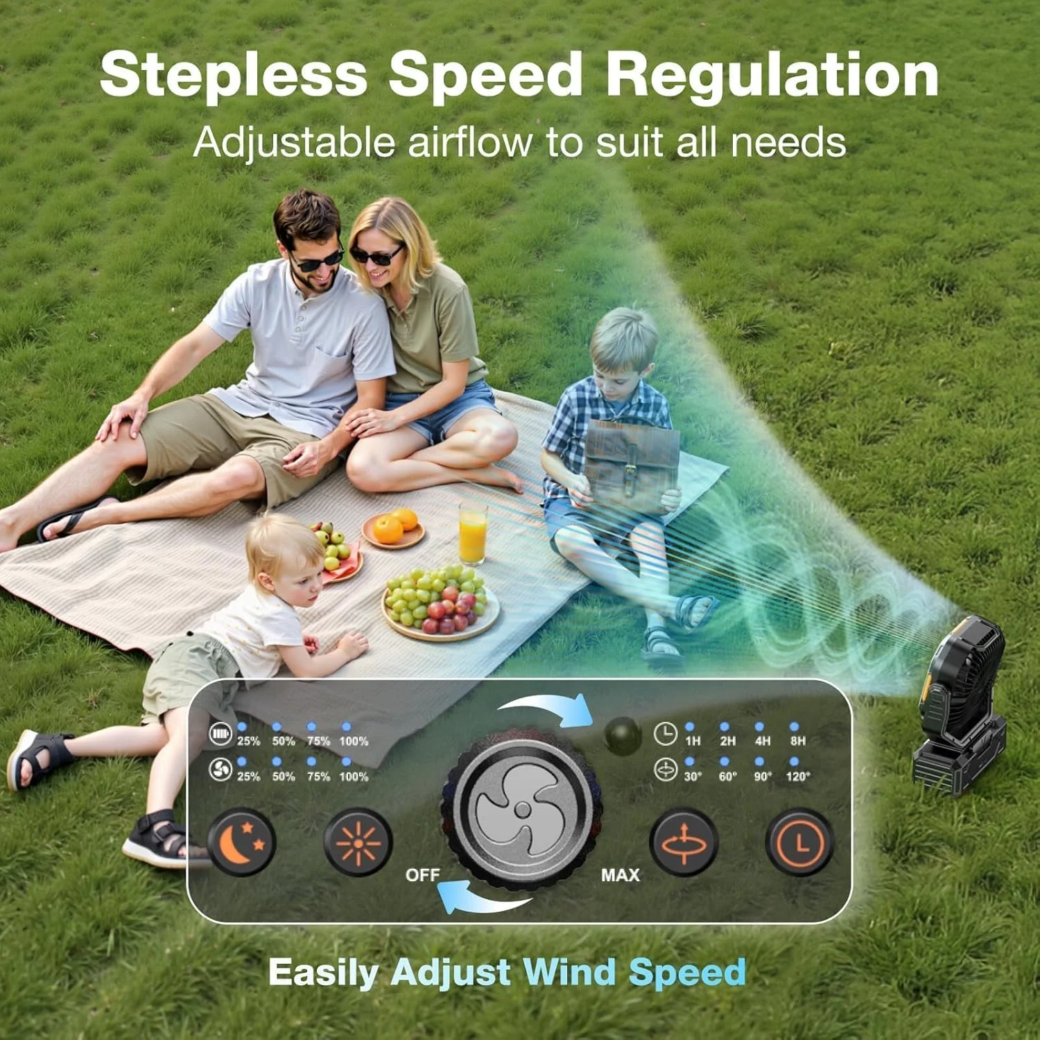 OGERY Portable Fan Rechargeable, 30000mAh Camping Fan for Tent, RV & Outdoor with Up to 322H Runtime - Image 6