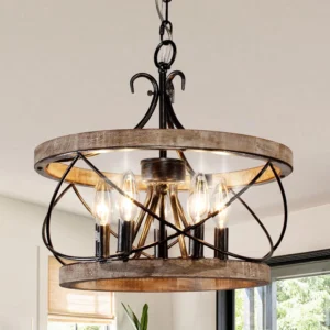 Farmhouse Wood Chandelier Light Fixture