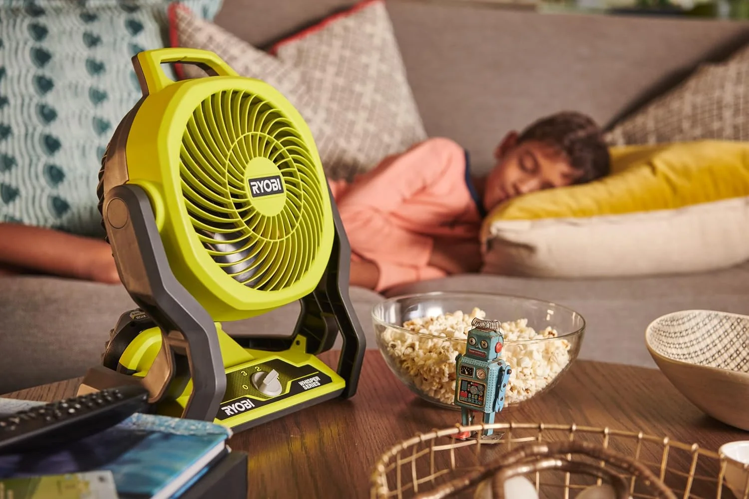 RYOBI RF18-0 18V ONE+ Cordless 3-Speed Whisper Fan (Bare Tool), Hyper Green, PCL811B - Image 2