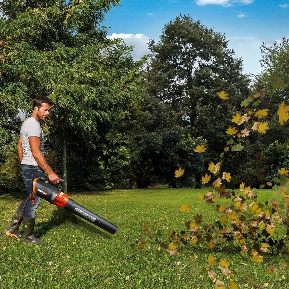 WORX 12 Amp Electric Leaf Blower, Turbine Blower for Lawn Care with 600 CFM & 2 Speed Control, Corded, WG520 - Image 4
