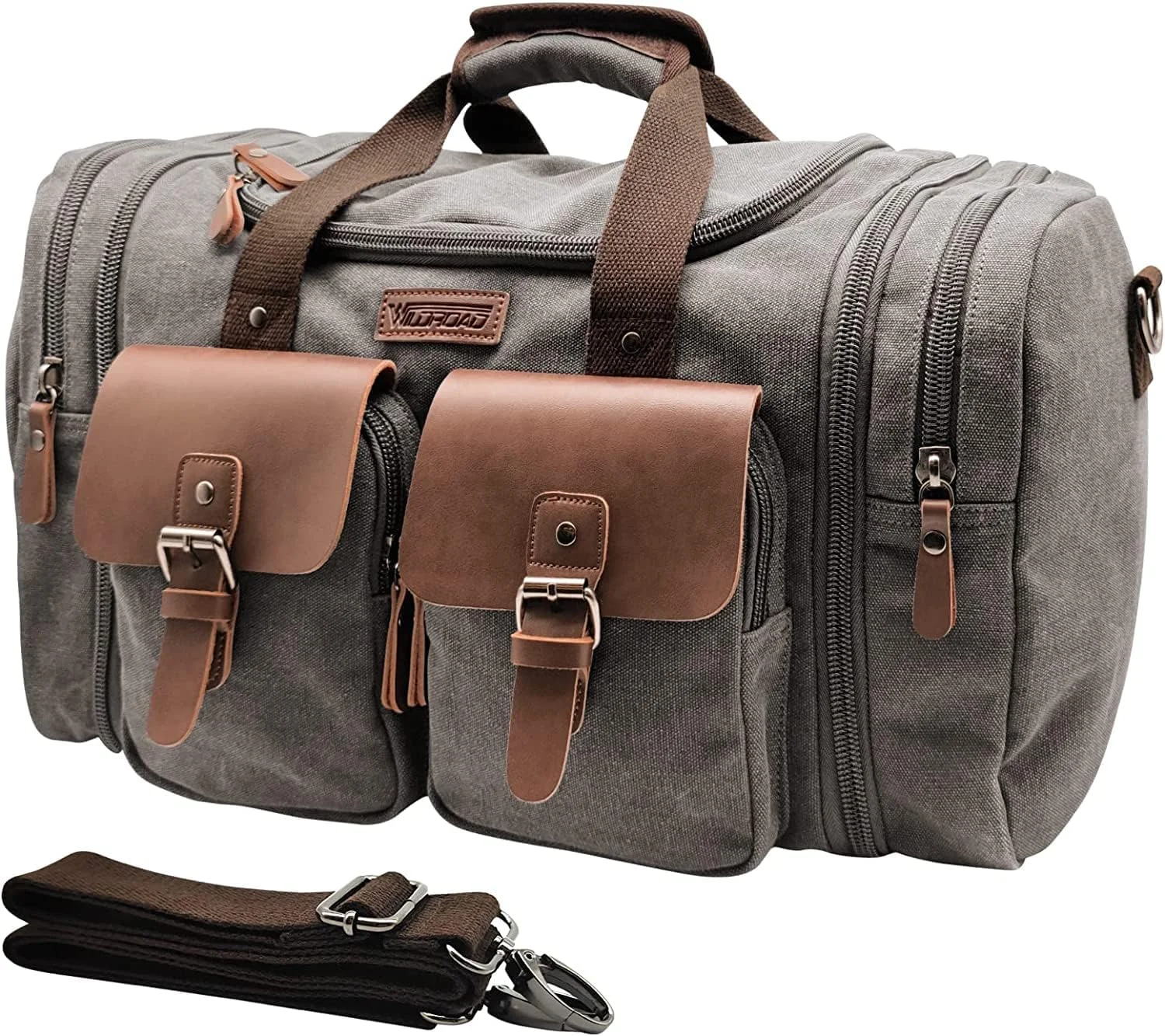 Wildroad Waxed Canvas Duffle Bag - 50L Waterproof Weekender Overnight Travel Bag - Image 5