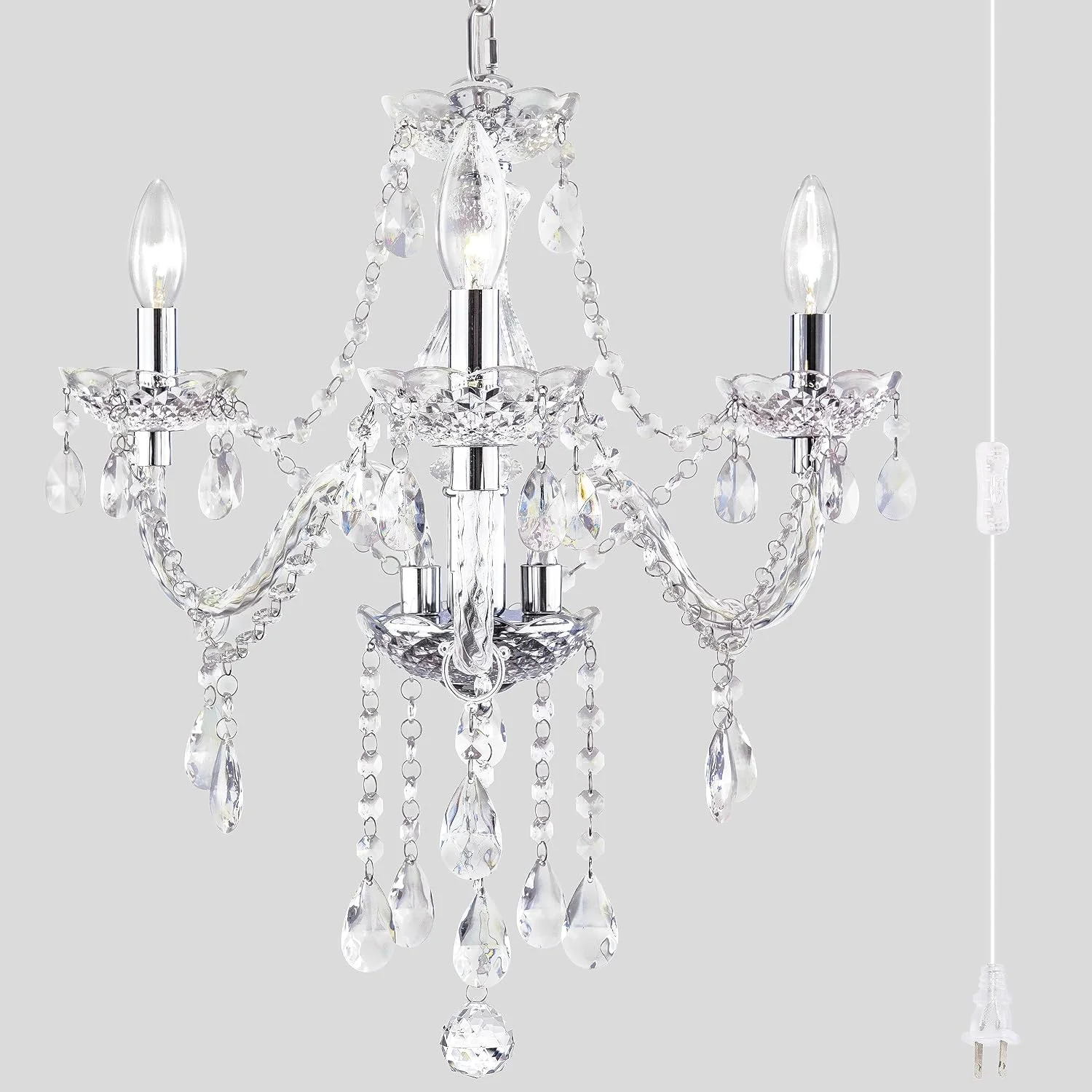 Acrylic Crystal Clear Chandelier 5-Light Pendant Ceiling Lighting Fixture | Modern Acrylic Crystals & Beads - Image 7