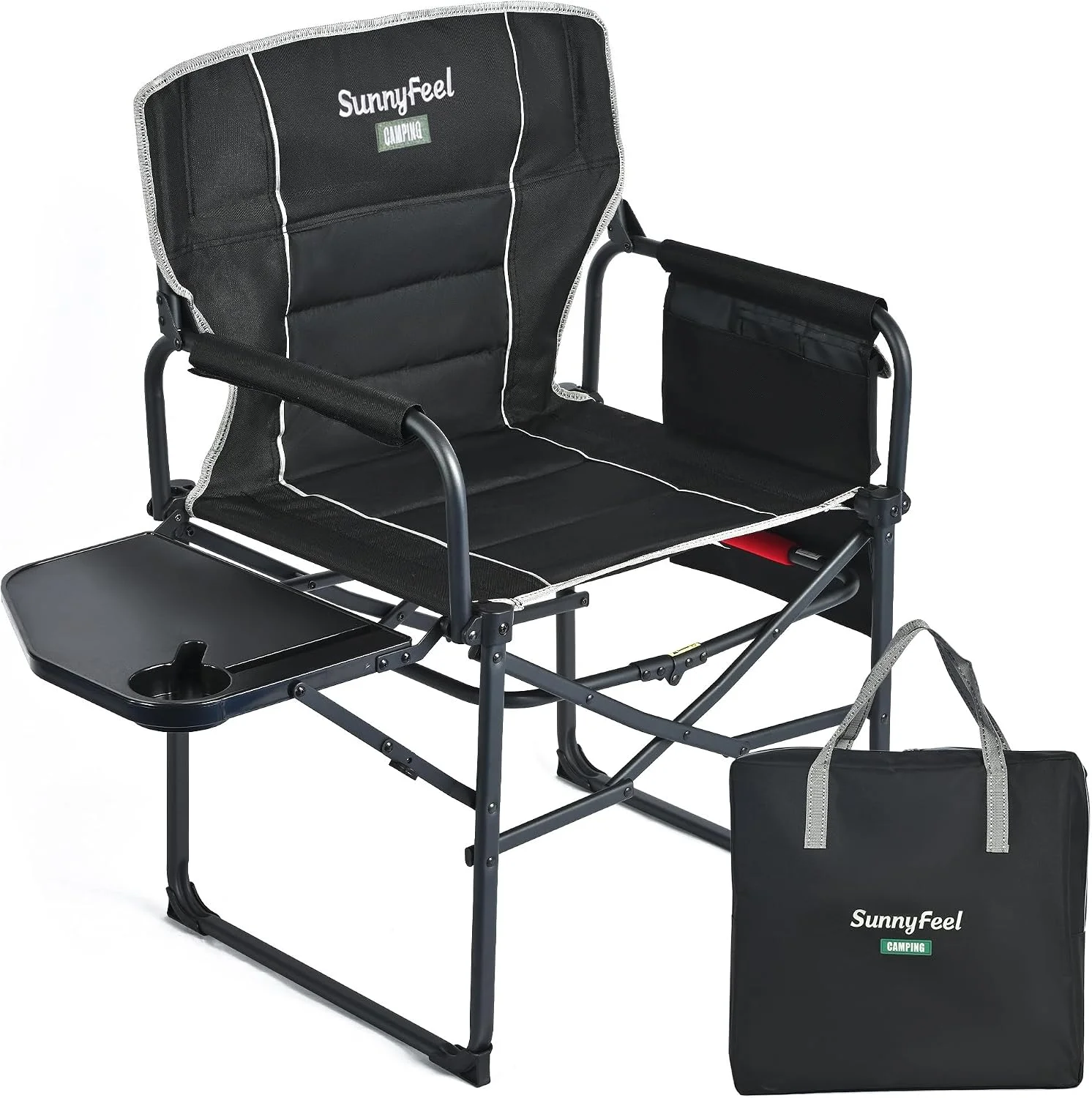 SUNNYFEEL Camping Directors Chair, Heavy Duty, Oversized Portable Folding Chair with Side Table - Image 2