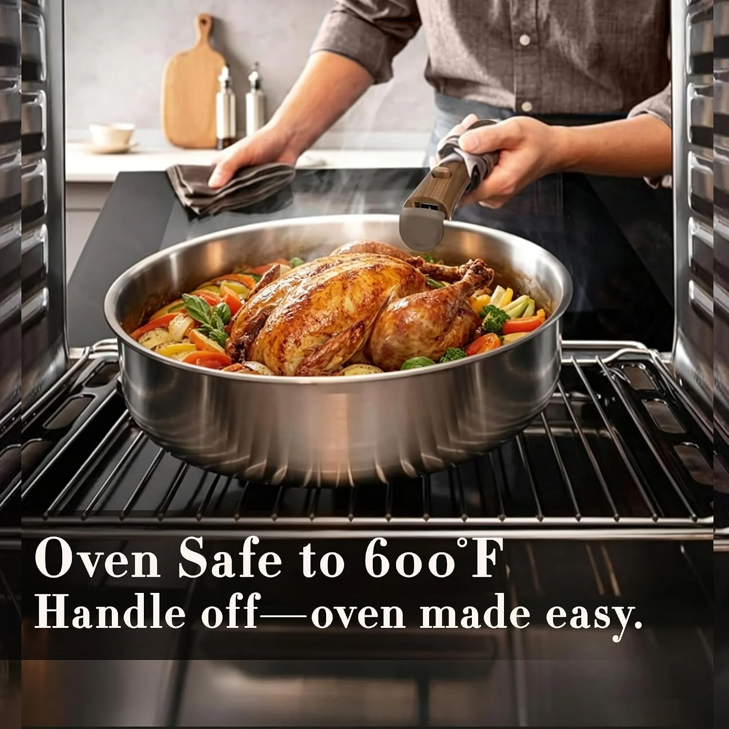 CAROTE 19pcs Stainless Steel Cookware Set with Detachable Handle, Pots and Pans Set - Image 9