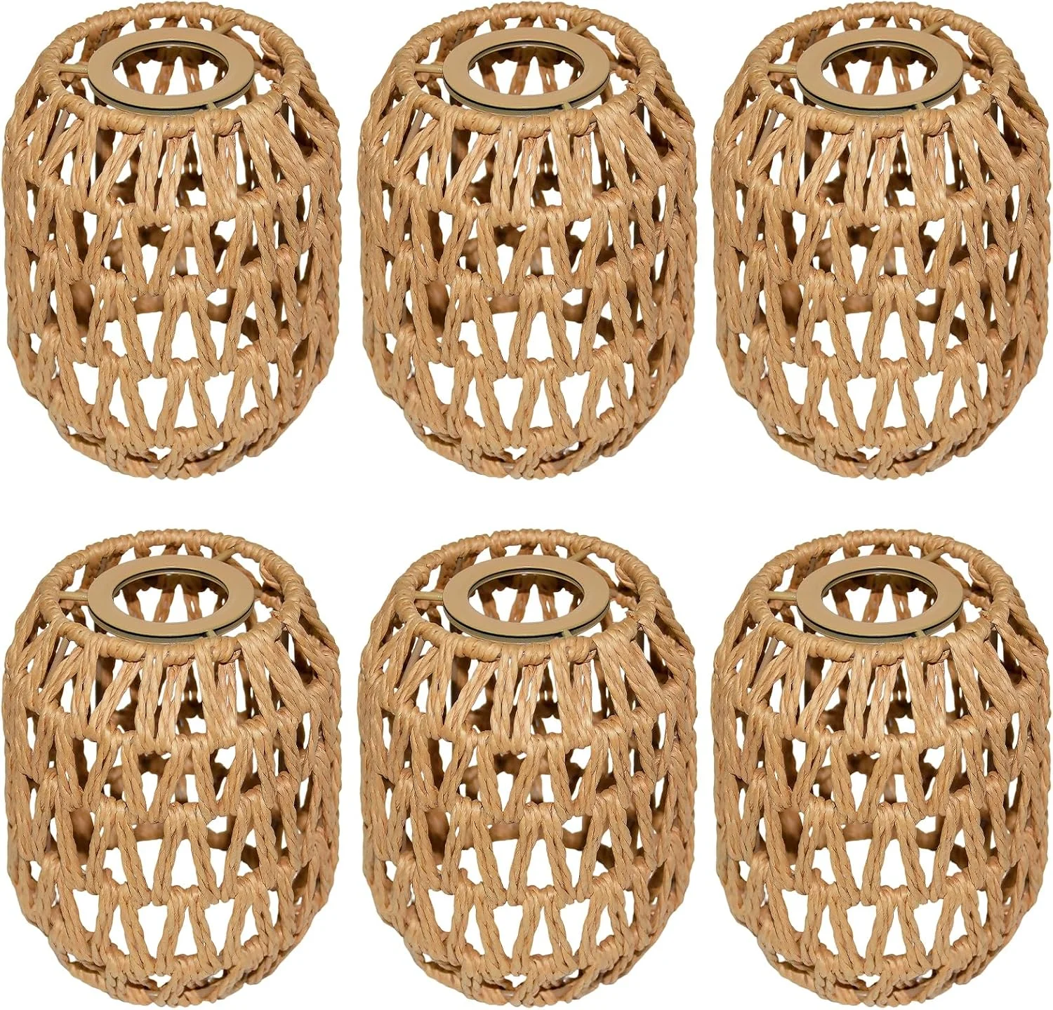 LUCORUSC Hanging Light Lamp Shades Boho Rattan Lamp Shades - Image 10