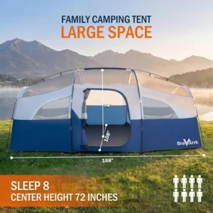 Alternative view of BravArrk Camping Tent for 8 Person, PU3000MM Waterproof Family Tent with Rainfly, Large Roomy 3 Room Camping Tents with