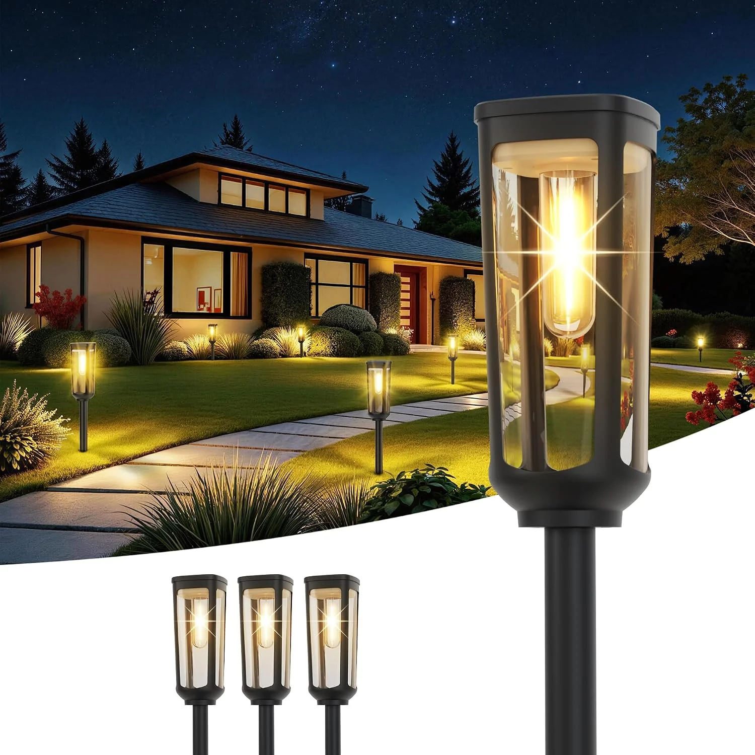 JEJOT Solar Pathway Lights Outdoor Waterproof IP65, 8 Pack Warm White Solar Walkway Lights - Image 4