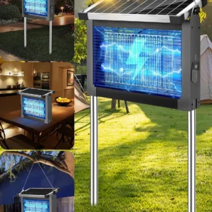 Solar Bug Zapper Outdoor, PhatroyYee Mosquito Zapper 4500V, Waterproof Portable Fly Zapper, Rechargeable Electric