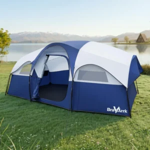 BravArrk Camping Tent for 8 Person, PU3000MM Waterproof Family Tent with Rainfly, Large Roomy 3 Room Camping Tents with