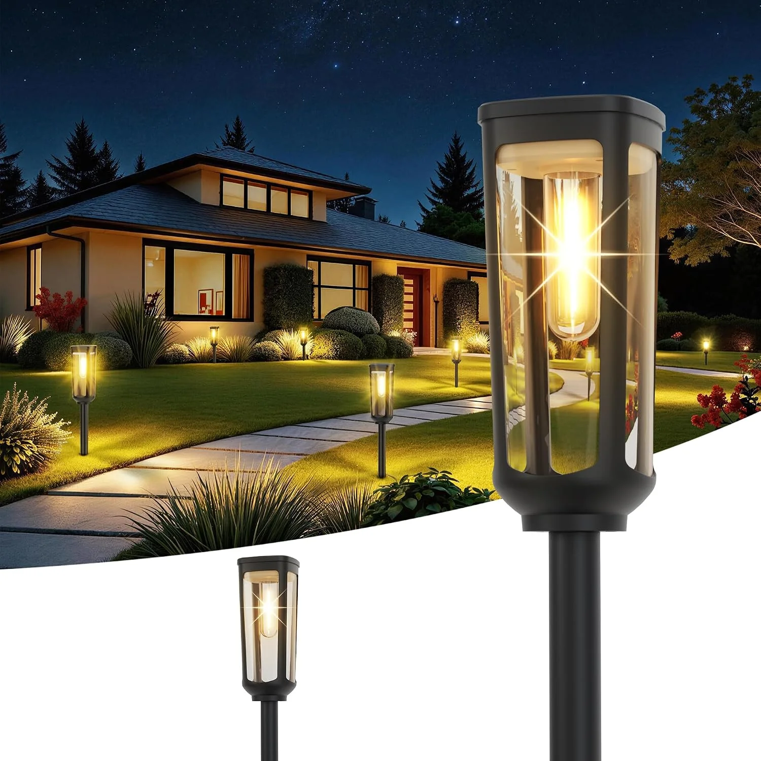 JEJOT Solar Pathway Lights Outdoor Waterproof IP65, 8 Pack Warm White Solar Walkway Lights - Image 3