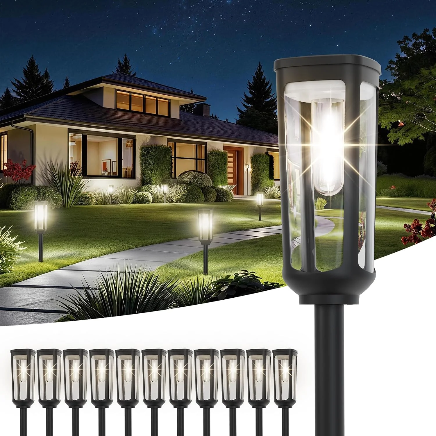 JEJOT Solar Pathway Lights Outdoor Waterproof IP65, 8 Pack Warm White Solar Walkway Lights - Image 10